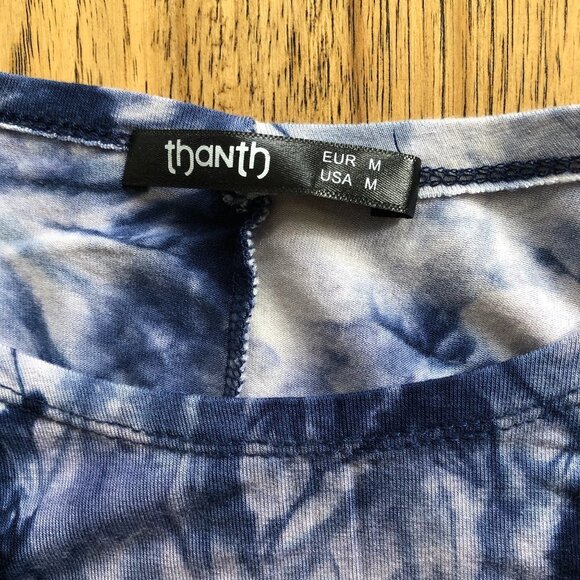 Thanth Collection of Style Blue Tie Dye Print Tunic Top Medium - Picture 6 of 8